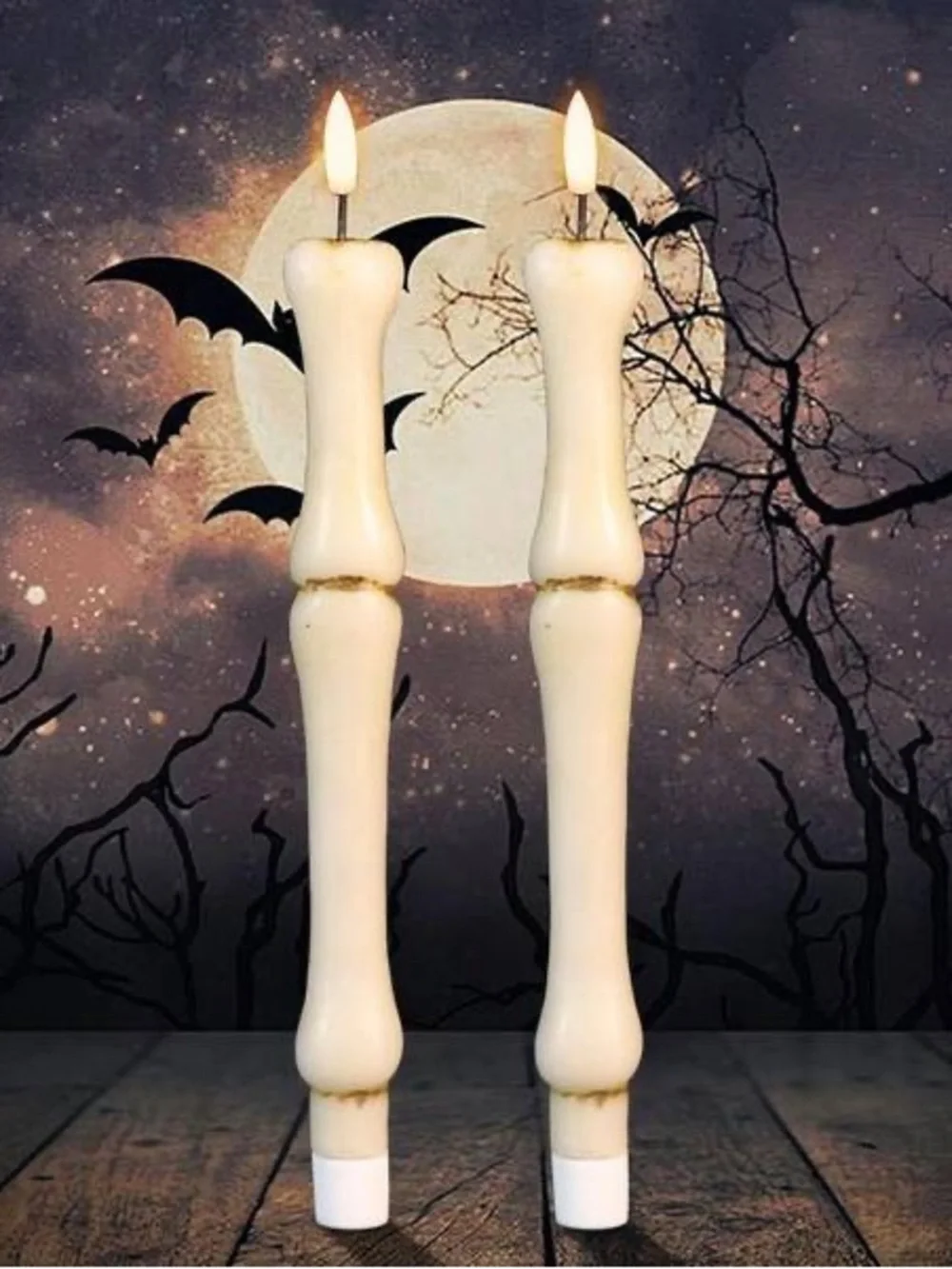 Bone-Shaped Ivory Halloween Candle Pair (Set of 2 Candles)